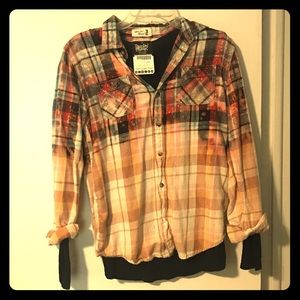 Distressed button down